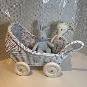 Vintage Wicker Doll Carriage with 🐰Bunny Bundle